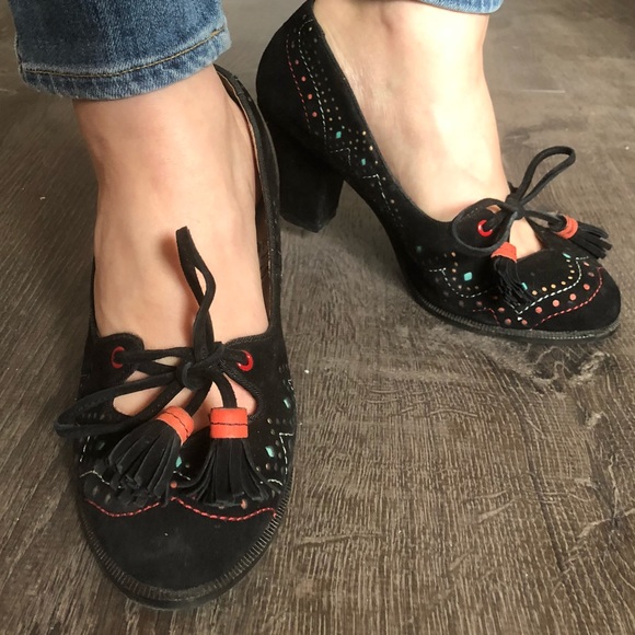 Miss L Fire Black Suede Heels size 6 - Picture 2 of 10